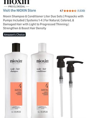 Nioxin Scalp + Hair Shampoo & Conditioner 4 Liter Duo — White with Peach Accent